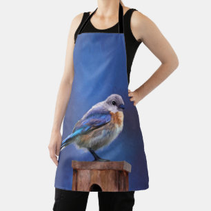 Bluebird (Female) Painting - Original Bird Art Apron