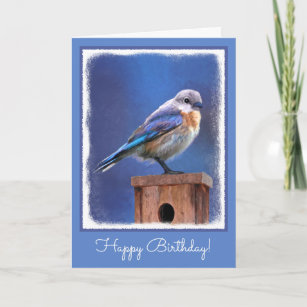 Bluebird (Female) Painting - Original Bird Art Card