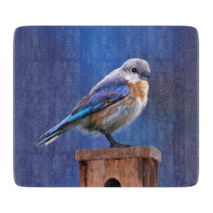 Bluebird (Female) Painting - Original Bird Art Cutting Board