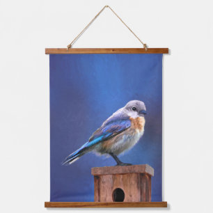 Bluebird (Female) Painting - Original Bird Art Hanging Tapestry