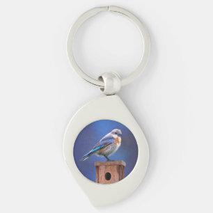 Bluebird (Female) Painting - Original Bird Art Key Ring