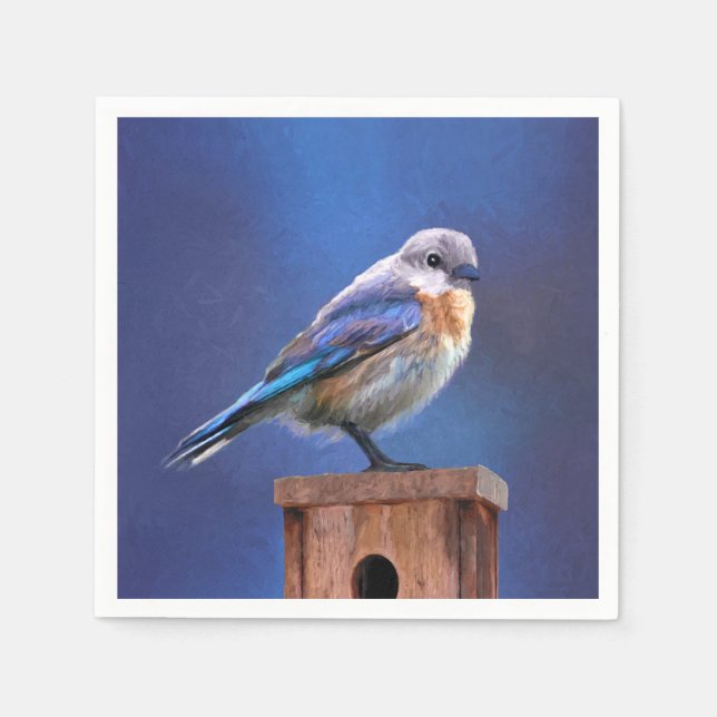 Bluebird (Female) Painting - Original Bird Art Napkin (Front)