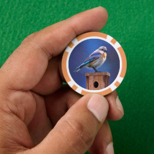 Bluebird (Female) Painting - Original Bird Art Poker Chips