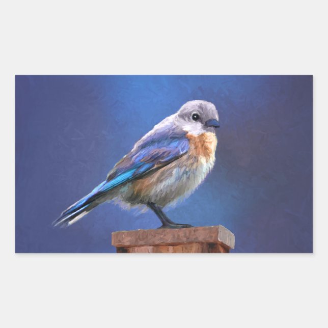 Bluebird (Female) Painting - Original Bird Art Rectangular Sticker (Front)