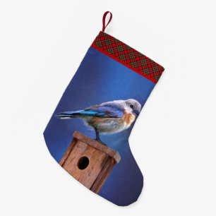 Bluebird (Female) Painting - Original Bird Art Small Christmas Stocking
