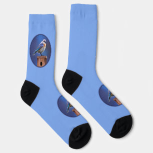 Bluebird (Female) Painting - Original Bird Art Socks