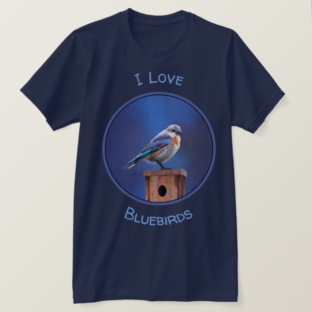 Bluebird (Female) Painting - Original Bird Art T-Shirt (Design Front)