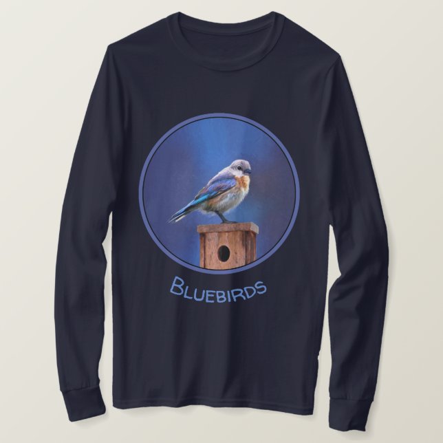 Bluebird (Female) Painting - Original Bird Art T-Shirt (Design Front)