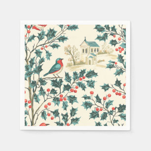 Bluebird Holly Christmas Winter Church Napkin