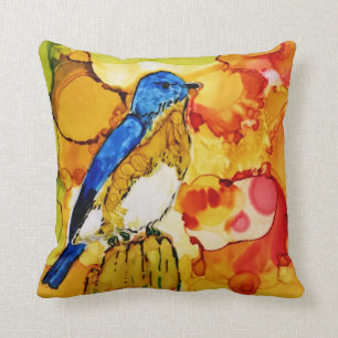 Bluebird in Fall Cushion