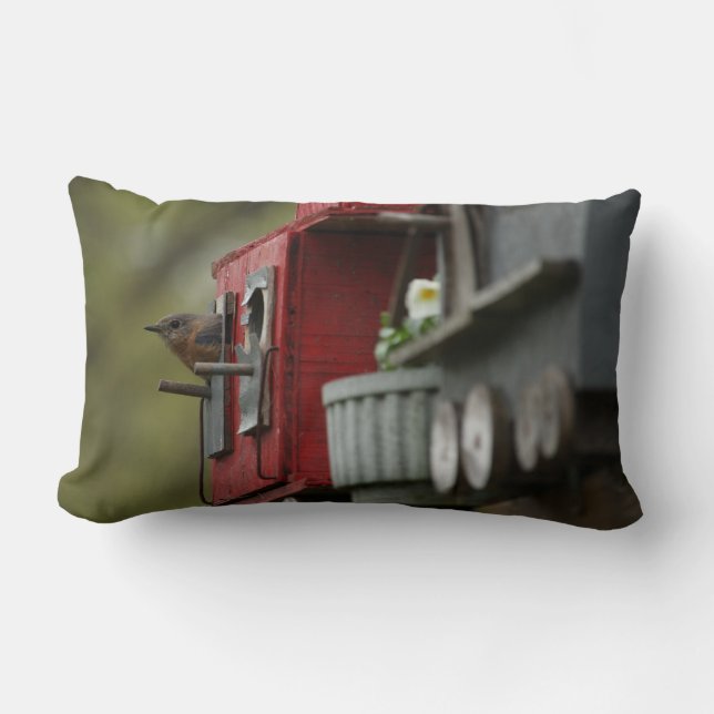 Bluebird in the Birdhouse Pillow (Front)