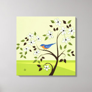 Bluebird In Tree Canvas Print