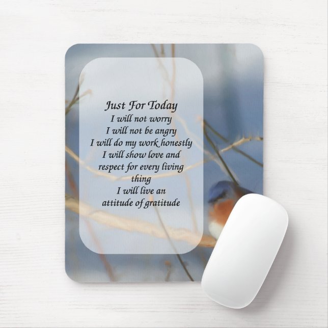 Bluebird Just For Today Inspirational Mousepad (With Mouse)