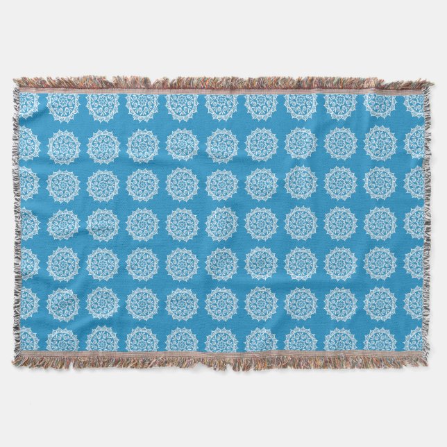 Bluebird Mandala Throw Blanket (Front)