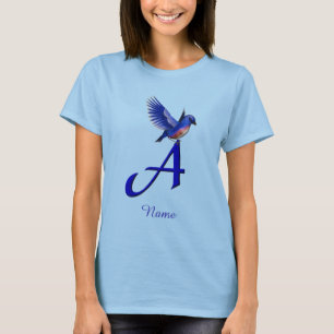 Bluebird Monogram Initial A Elegant Personalised T-Shirt