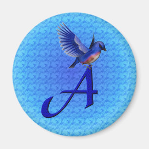 Bluebird Monogram Initial A Magnet