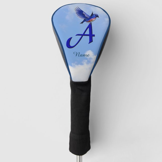 Bluebird Monogram Initial A Personalised Golf Head Cover (Front)