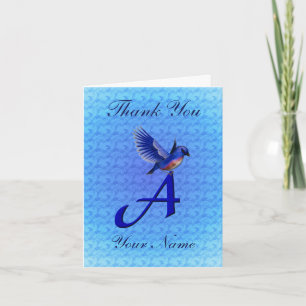 Bluebird Monogram Initial A Personalised Thank You Card