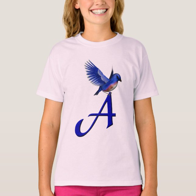 Bluebird Monogram Initial A  T-Shirt (Front)