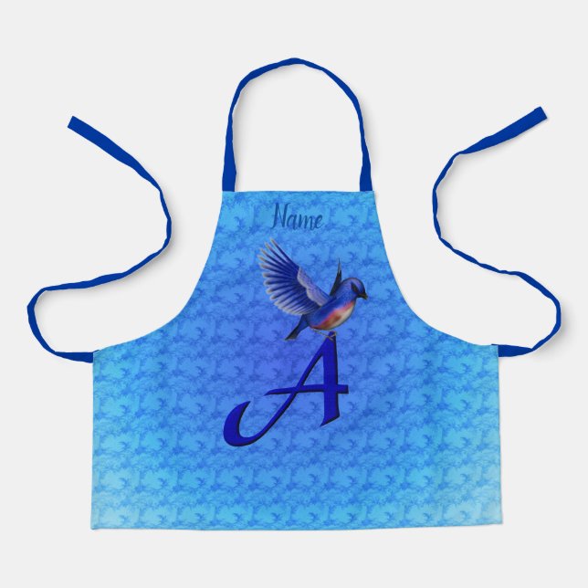 Bluebird Monogram Initial A Your Name  Apron (Front)