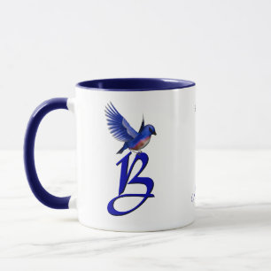 Bluebird Monogram Initial B Elegant Personalised Mug