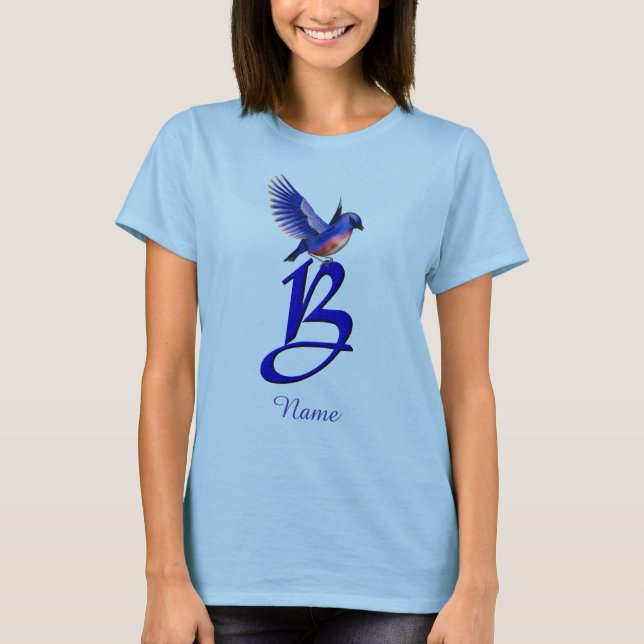 Bluebird Monogram Initial B Elegant Personalised T-Shirt (Front)