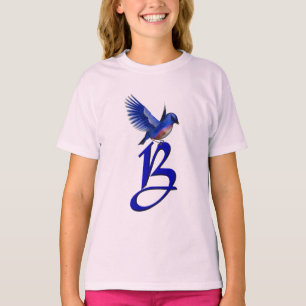 Bluebird Monogram Initial B Elegant  T-Shirt