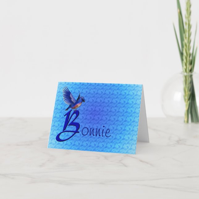 Bluebird Monogram Initial B Personalised Note Card (Front)