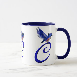 Bluebird Monogram Initial C Elegant Mug