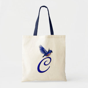 Bluebird Monogram Initial C Elegant Tote Bag