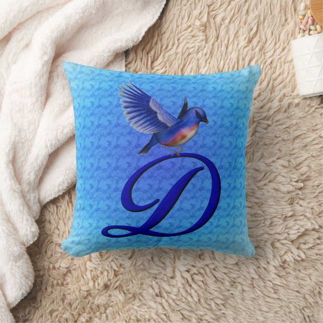 Bluebird Monogram Initial D Cushion (Blanket)