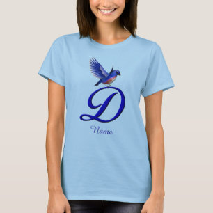 Bluebird Monogram Initial D Elegant Personalised T-Shirt