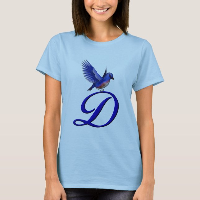 Bluebird Monogram Initial D Elegant T-Shirt (Front)