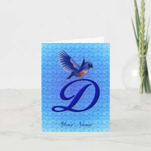 Bluebird Monogram Initial D Personalised Note Card