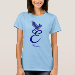 Bluebird Monogram Initial E Elegant Personalised T-Shirt