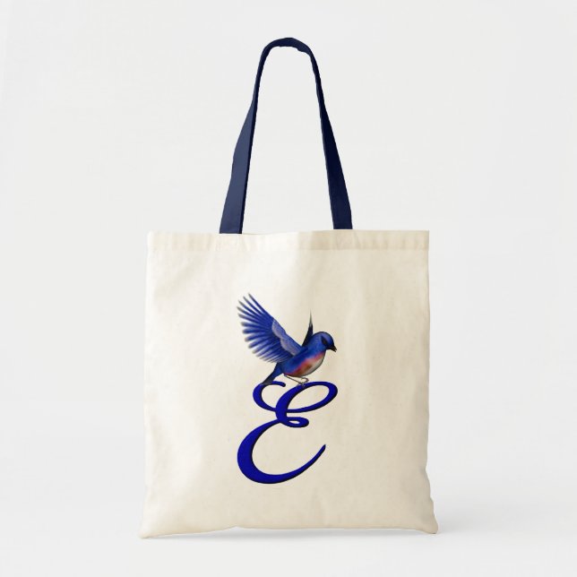 Bluebird Monogram Initial E Elegant Tote Bag (Front)