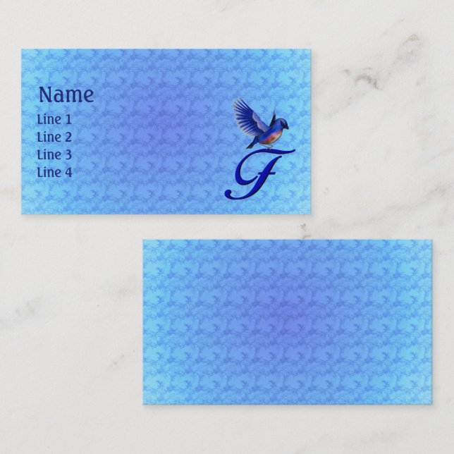 Bluebird Monogram Initial F Elegant Business Card (Front/Back)