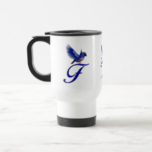 Bluebird Monogram Initial F Elegant Personalised Travel Mug