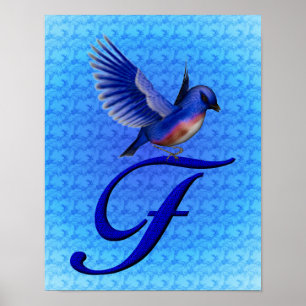 Bluebird Monogram Initial F Poster