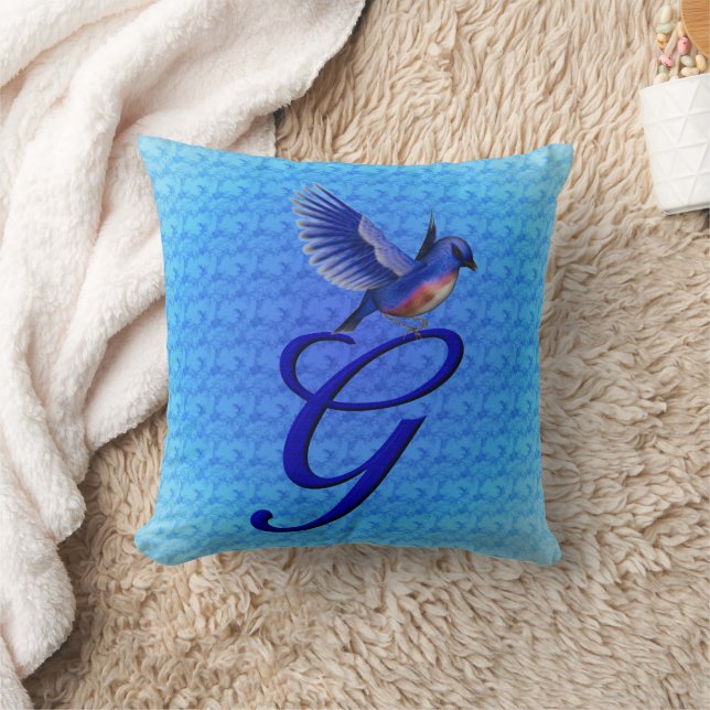 Bluebird Monogram Initial G Cushion (Blanket)