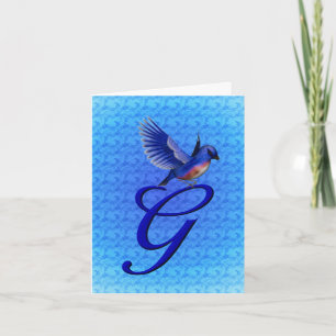 Bluebird Monogram Initial G Elegant Note Card