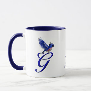 Bluebird Monogram Initial G Elegant Personalised Mug