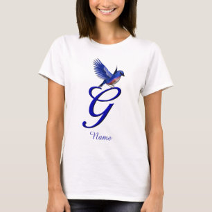 Bluebird Monogram Initial G Elegant Personalised T-Shirt