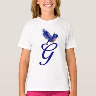Bluebird Monogram Initial G Elegant  T-Shirt