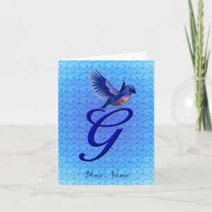 Bluebird Monogram Initial G Personalised Note Card