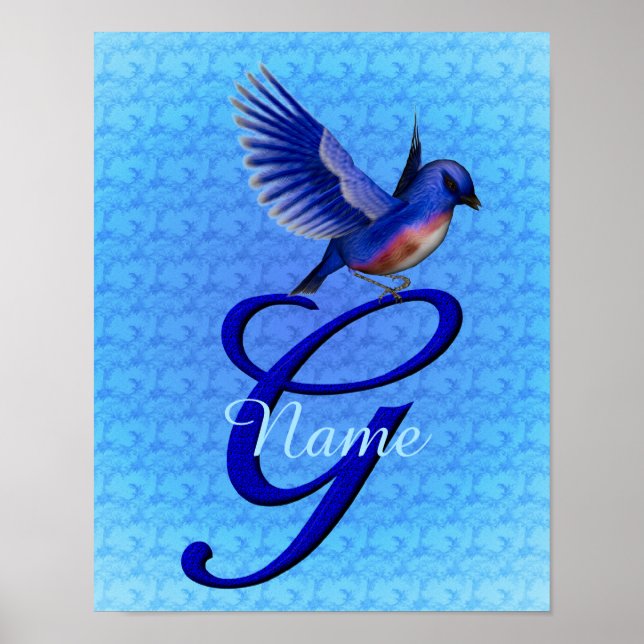 Bluebird Monogram Initial G Personalised Poster (Front)