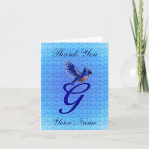 Bluebird Monogram Initial G Personalised Thank You Card