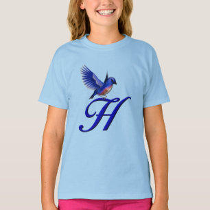 Bluebird Monogram Initial H Elegant  T-Shirt