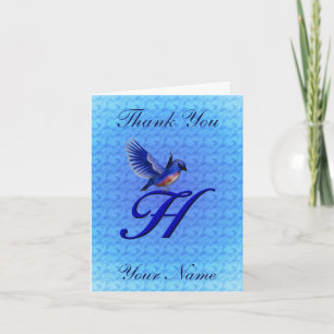 Bluebird Monogram Initial H Personalised Thank You Card