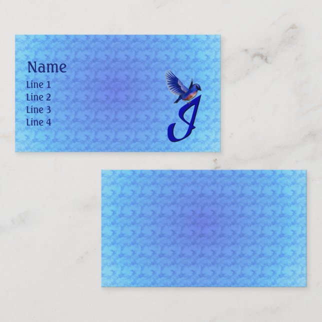 Bluebird Monogram Initial I Elegant Business Card (Front/Back)